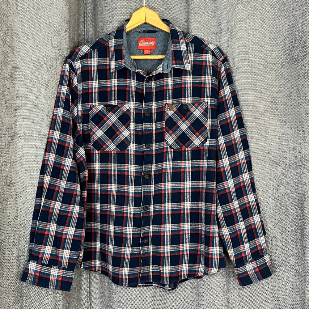 Coleman Men's Sz XXL Flannel Button Up Shirt Plaid‎ Outdoor Camping Workwear - Picture 2 of 9